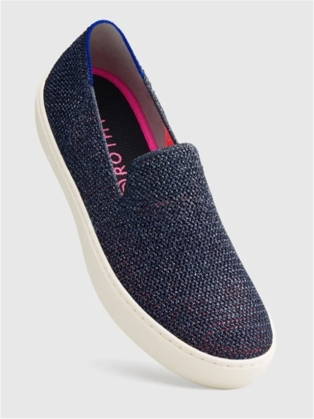 Limited Edition Rothy’s Sneaker Metallic Lattice Stitch Navy Blue Slip On Shoes